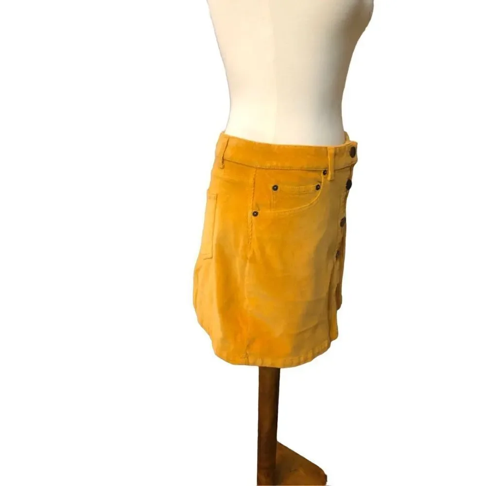 No Boundaries corduroy style vibrant orange gold button down front mini skirt
